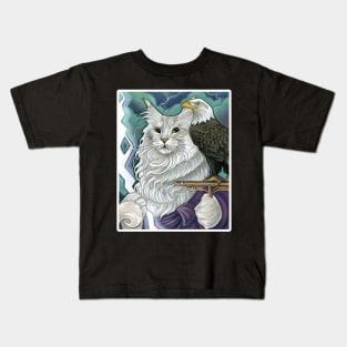 Cat Zeus - White Outlined Version Kids T-Shirt